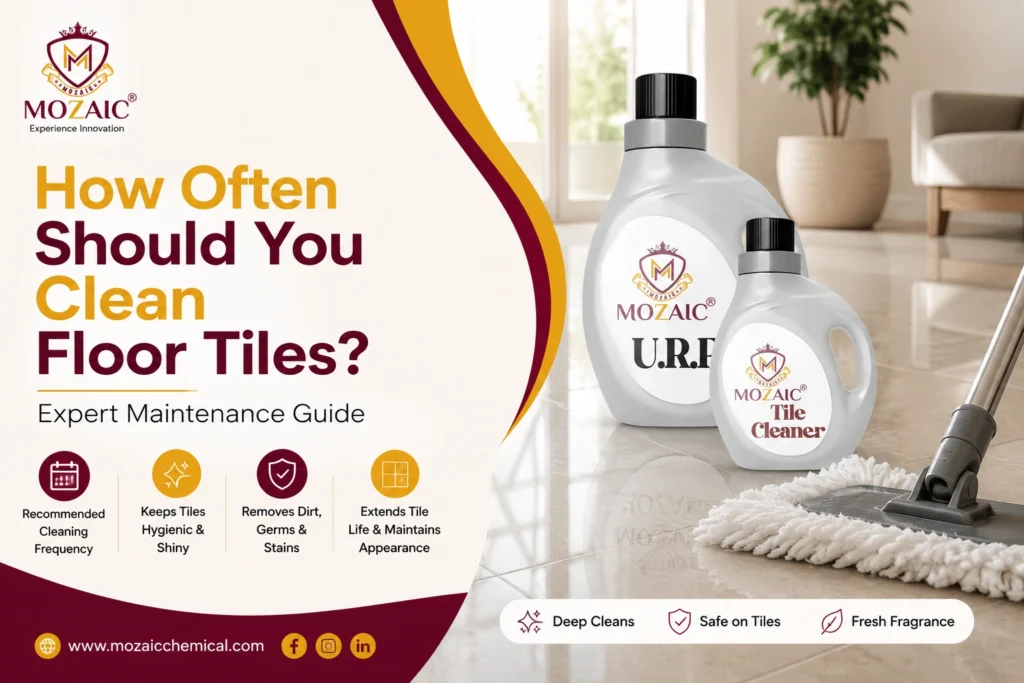 Tile cleaning guide showing how often to clean floor tiles with professional maintenance tips for long-lasting tile and grout performance