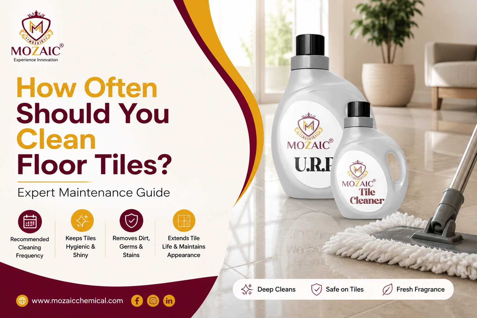 Tile cleaning guide showing how often to clean floor tiles with professional maintenance tips for long-lasting tile and grout performance